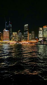 Preview wallpaper buildings, night city, river, lights