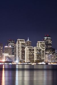 Preview wallpaper buildings, night, light, lights, reflection, river, water, houses, sky