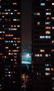 Preview wallpaper buildings, night, lights, window
