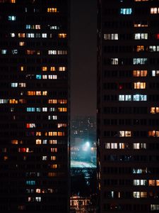 Preview wallpaper buildings, night, lights, window