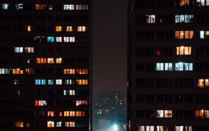 Preview wallpaper buildings, night, lights, window