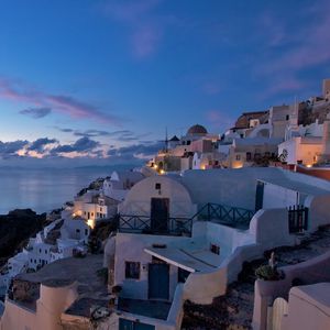 Preview wallpaper buildings, night, sea