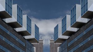 Preview wallpaper buildings, people, silhouettes, facades, sky
