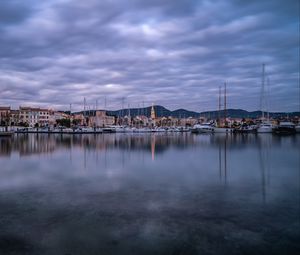 Preview wallpaper buildings, pier, boats, yachts, lake