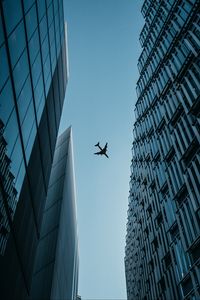 Preview wallpaper buildings, plane, sky, bottom view