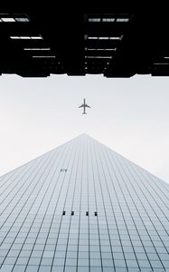 Preview wallpaper buildings, plane, sky, minimalism