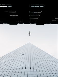 Preview wallpaper buildings, plane, sky, minimalism