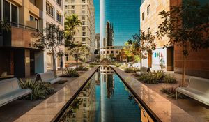 Preview wallpaper buildings, pool, architecture, city