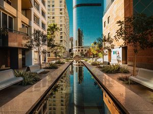 Preview wallpaper buildings, pool, architecture, city