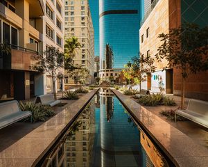 Preview wallpaper buildings, pool, architecture, city