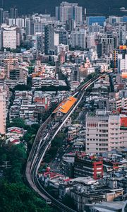 Preview wallpaper buildings, railroad, aerial view, city, architecture