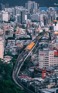 Preview wallpaper buildings, railroad, aerial view, city, architecture