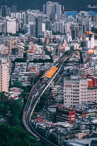 Preview wallpaper buildings, railroad, aerial view, city, architecture