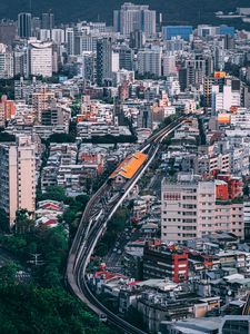 Preview wallpaper buildings, railroad, aerial view, city, architecture