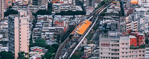 Preview wallpaper buildings, railroad, aerial view, city, architecture