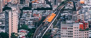 Preview wallpaper buildings, railroad, aerial view, city, architecture