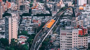 Preview wallpaper buildings, railroad, aerial view, city, architecture