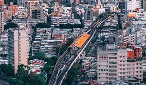 Preview wallpaper buildings, railroad, aerial view, city, architecture