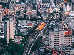 Preview wallpaper buildings, railroad, aerial view, city, architecture