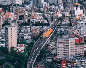 Preview wallpaper buildings, railroad, aerial view, city, architecture