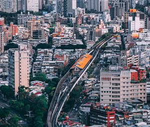 Preview wallpaper buildings, railroad, aerial view, city, architecture