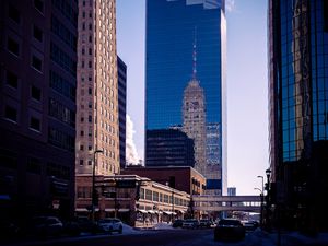 Preview wallpaper buildings, reflection, skyscraper, mirrored, city