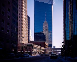 Preview wallpaper buildings, reflection, skyscraper, mirrored, city