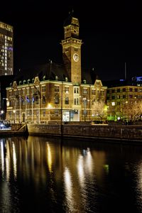 Preview wallpaper buildings, river, bridge, light, city, night