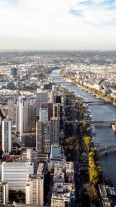 Preview wallpaper buildings, river, bridges, paris, france, aerial view, city