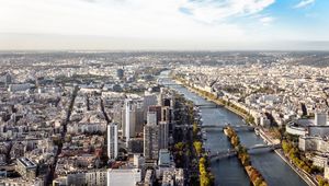 Preview wallpaper buildings, river, bridges, paris, france, aerial view, city