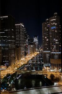 Preview wallpaper buildings, river, bridges, embankment, lights, night, city