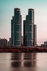 Preview wallpaper buildings, river, city, architecture, modern
