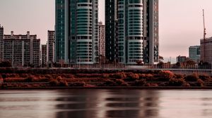 Preview wallpaper buildings, river, city, architecture, modern