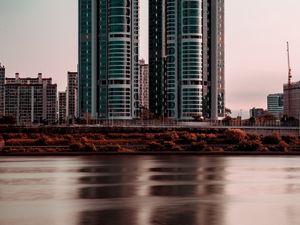 Preview wallpaper buildings, river, city, architecture, modern