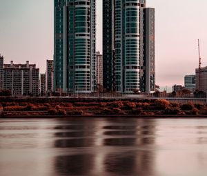 Preview wallpaper buildings, river, city, architecture, modern