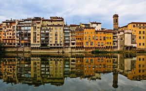 Preview wallpaper buildings, river, reflection, street