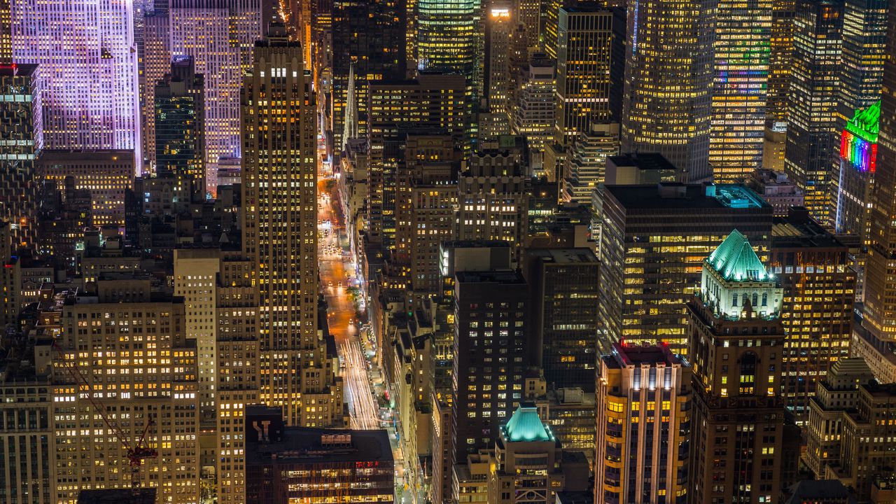 Wallpaper buildings, road, aerial view, city, architecture, skyscrapers