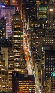 Preview wallpaper buildings, road, aerial view, city, architecture, skyscrapers