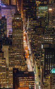 Preview wallpaper buildings, road, aerial view, city, architecture, skyscrapers