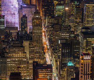 Preview wallpaper buildings, road, aerial view, city, architecture, skyscrapers