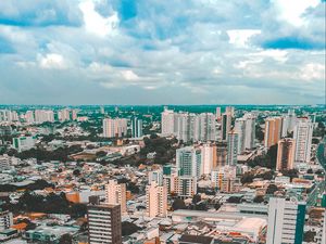 Preview wallpaper buildings, road, city, architecture, sky