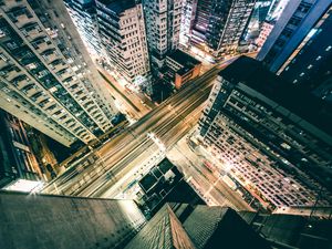Preview wallpaper buildings, road, height, city