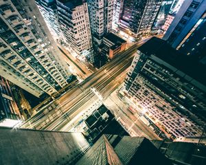 Preview wallpaper buildings, road, height, city