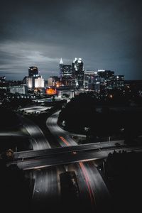 Preview wallpaper buildings, roads, aerial view, city, night