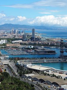 Preview wallpaper buildings, roads, sea, port, ships, city