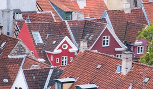 Preview wallpaper buildings, roofs, architecture, old, aerial view