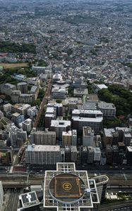 Preview wallpaper buildings, roofs, city, aerial view