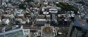 Preview wallpaper buildings, roofs, city, aerial view