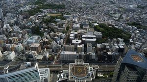 Preview wallpaper buildings, roofs, city, aerial view