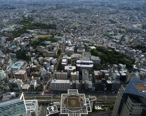 Preview wallpaper buildings, roofs, city, aerial view